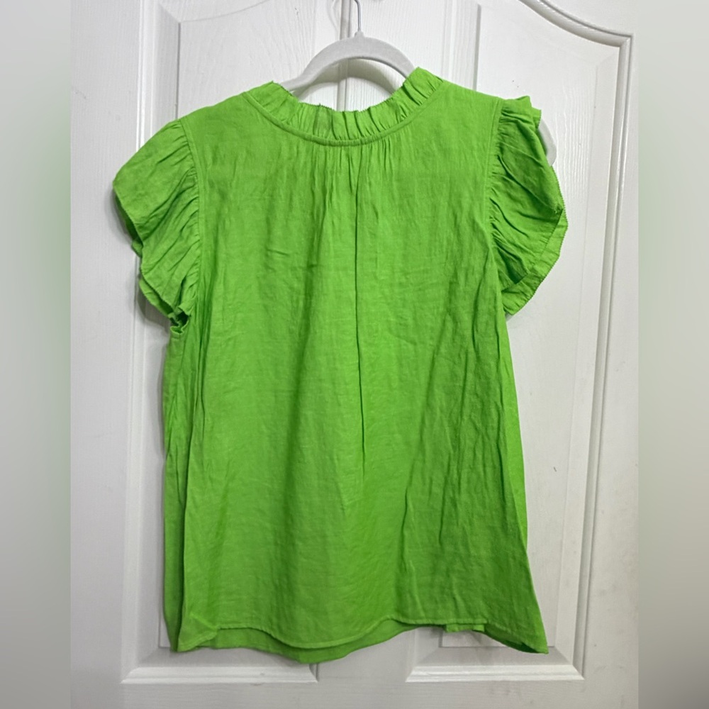 THML Lime Green Ruffle Sleeve Top